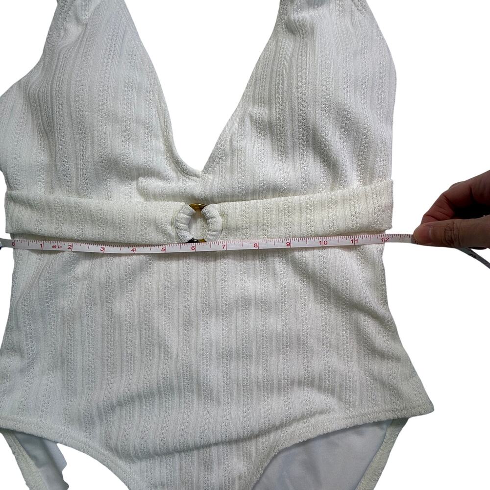 Vero Moda Freedom One Piece Swimsuit White Belted Medium NWT - Picture 6 of 12